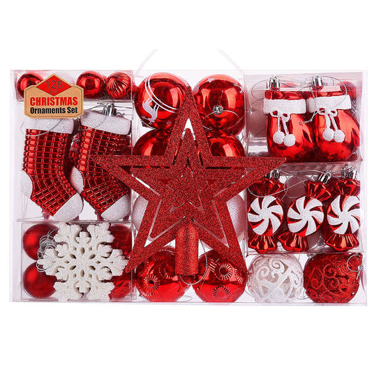 IZNEN 128 Pcs Christmas Tree Decorations Set Assorted Christmas Ornaments, Pre-Tied Christmas Balls for Xmas Hanging Decorations Festival Holiday Decor, Shiny, Shatterproof Decorated Baubles