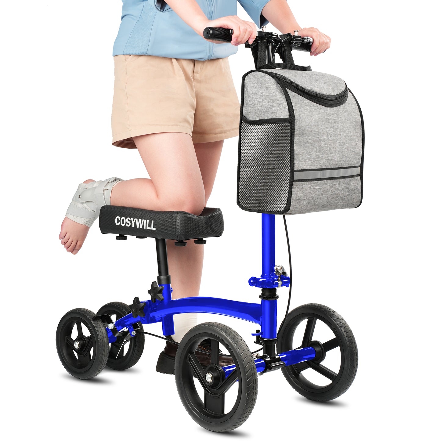 COSYWILL Knee Walker,All-Terrain Foldable Knee Scooter Walker Economical Knee Scooters Medical Scooter for Foot Injuries Crutches Alternative Black