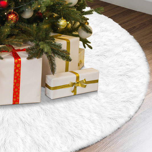 IZNEN 48" Plush Christmas Tree Skirt, White Xmas Tree Mat Decor, for Navidad Holiday Decor