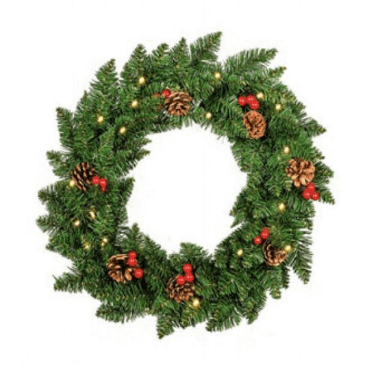 IZNEN 24in Pre-Lit Battery Powered Christmas Wreath