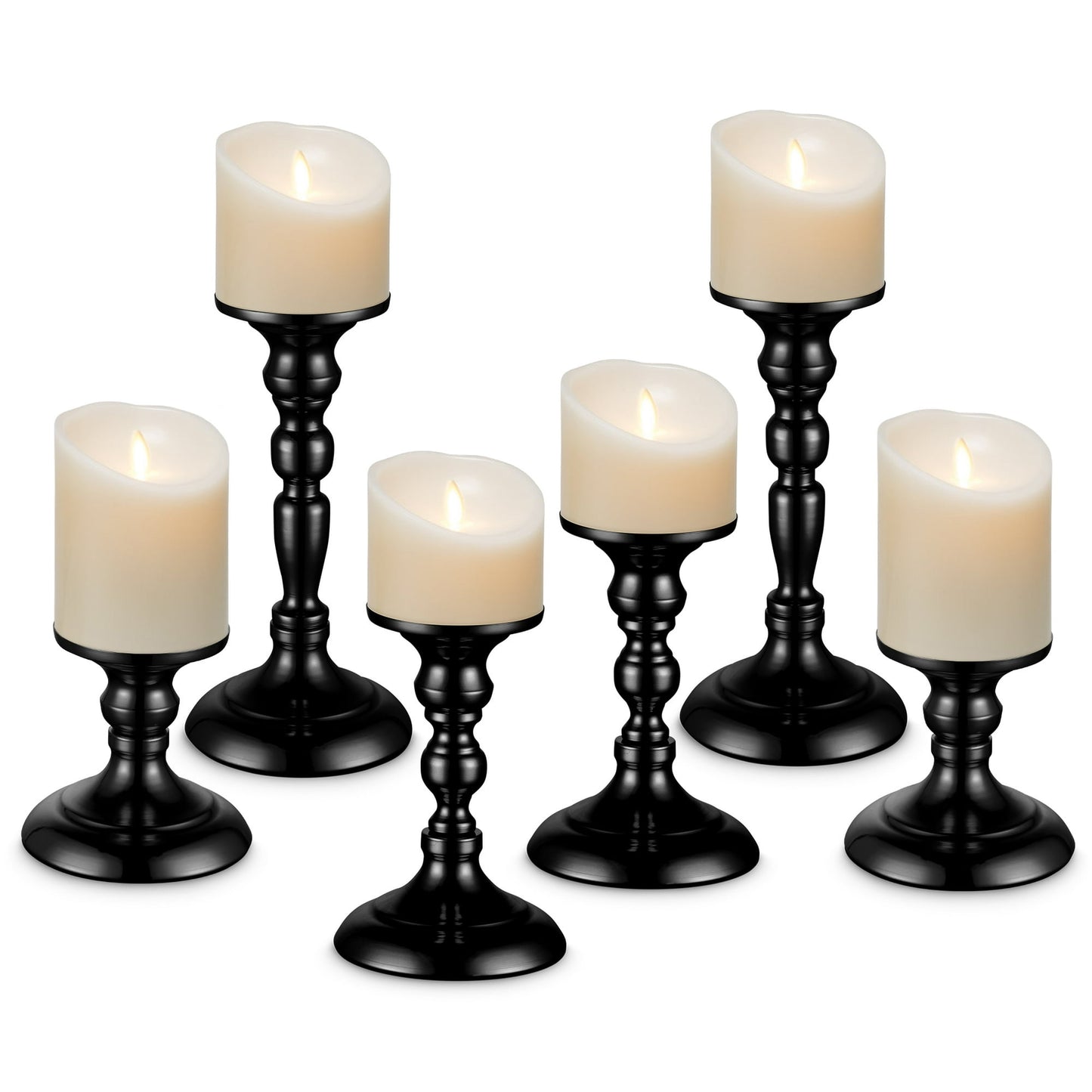 IZNEN Metal Black Candle Holder for 3" Pillar Candles Candlesticks for Table Centerpiece Fireplace Wedding Decor, Decorative Antique Candle Stand for Dining & Living Room