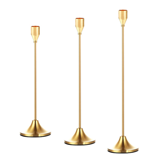 IZNEN Metal Gold Taper Candle Holder Candlestick Holders for Wedding, Dinning, Party, Decorative Candelabra Fits 3/4 inch Thick Candle & Led Candles