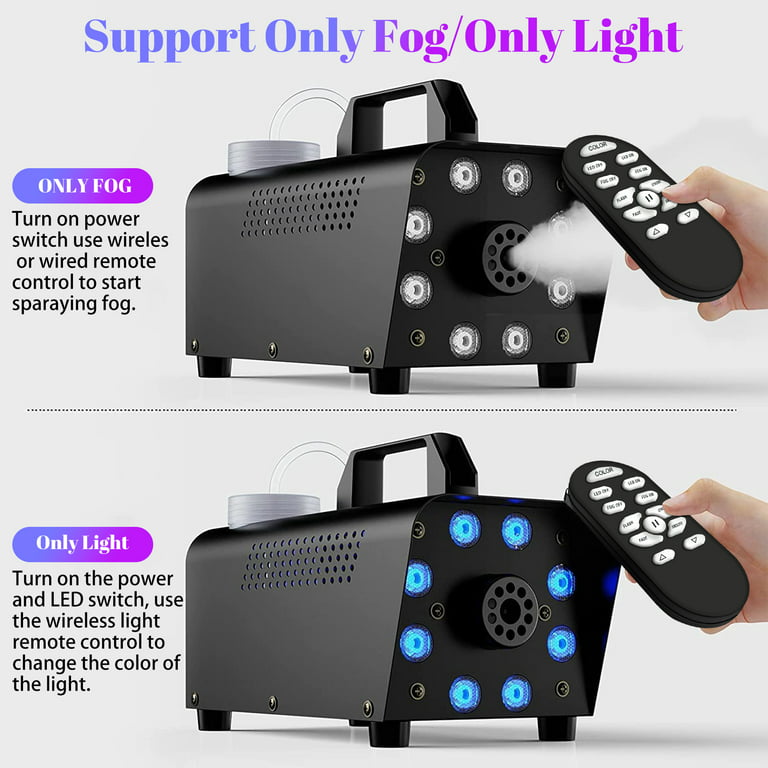 IZNEN Smoke Machine, 500W 2000CFM Fog with 13 Colorful LED Lights, Wireless Remote Controls, Ideal for Weddings, Halloween, Parties, and Stage Effects