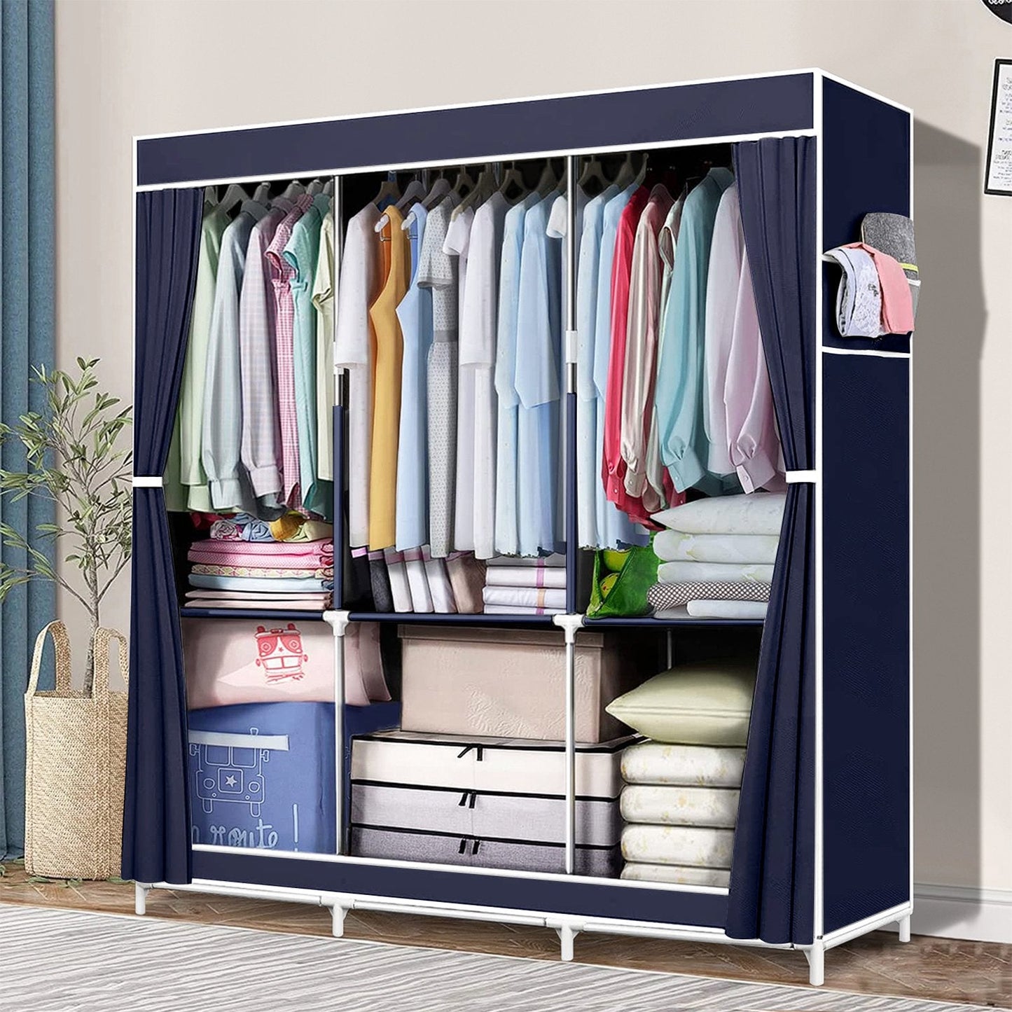 Portable Closet Storage Organizer Clothes Wardrobe Shoe Clothing Rack Shelf Dustproof Non-woven Fabric, Quick and Easy to Assemble