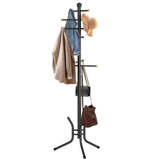 YOUPINS Coat Racks Free Standing,12 Hooks Coat Tree Used in the Bedroom Living Room Office,Coat Hanger Stand Coat Rack Stand Can be Hang Clothes,Hats,Bags(Black)