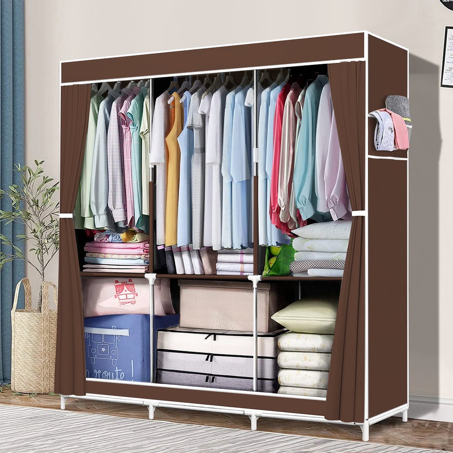 Portable Closet Storage Organizer Clothes Wardrobe Shoe Clothing Rack Shelf Dustproof Non-woven Fabric, Quick and Easy to Assemble